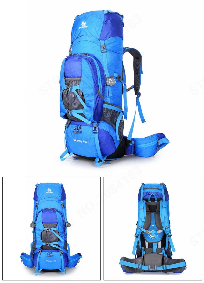 80L Large Capacity RucksacksOutdoor Backpack Climbing Backpacks Hiking Big Sport Bag Travel Bag Mountain Men Waterproof  Bags