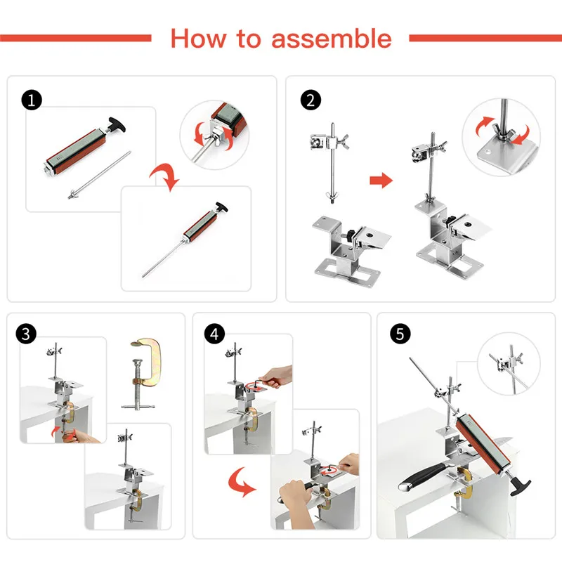 Skup Profesjonalny nóż kuchenny z systemem ostrzenia z 4 szt. Osełek + stop aluminium + G klip nóż narzędzie do ostrzenia zestaw