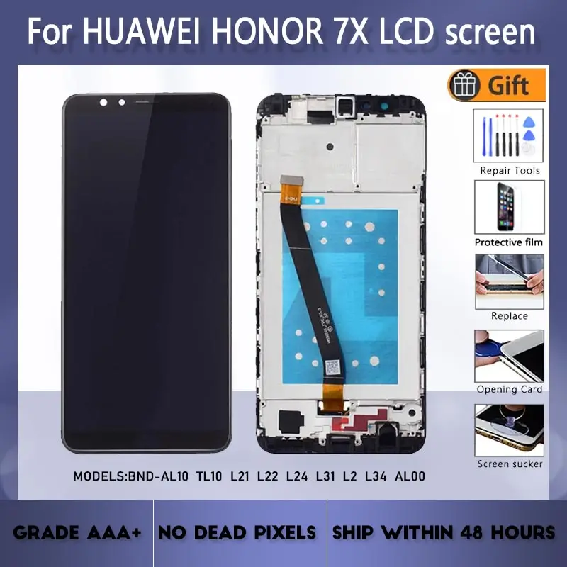 Для HUAWEI Honor 7X BND L21 L22 L24 L31 L2 L34 AL00 ЖК-экран в сборе с передним корпусом Сенсорное