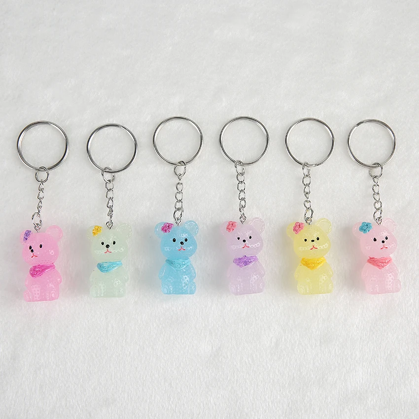 

1 PC Stereoscopic Keychain Resin Bear ,Rabbit And Mouse Keychain Animal Keychains For Woman Car Bag KeyRing