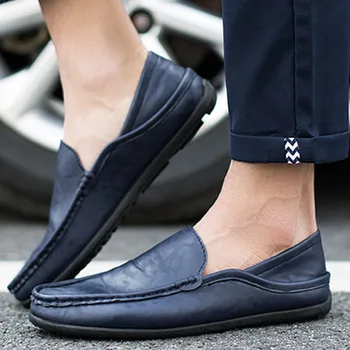 

Fashion Leather Men's Casual Shoes Breathable Antiskid Loafers Moccasins Lace-Up Men's Shoes Casual Shoes