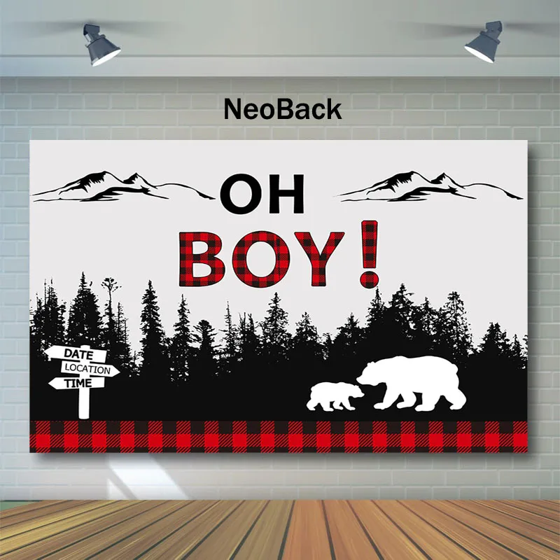 Фотофон NeoBack Lumberjack Baby Shower Buffalo Plaid для фотосъемки в горном лесу | Электроника