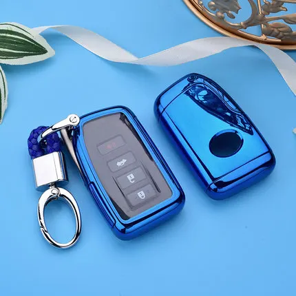 blue with keychain PC+ TPU автомобильный чехол для ключей для Lexus NX GS RX IS ES GX LX RC 200 250 350 LS 450H 300H брелок для ключей аксессуары - Название цвета: blue with keychain
