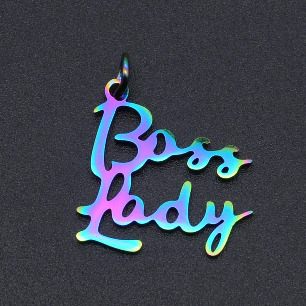 5 шт./лот 100% нержавеющая сталь Boss Lady Word Script Подвеска оптовая продажа ожерелье