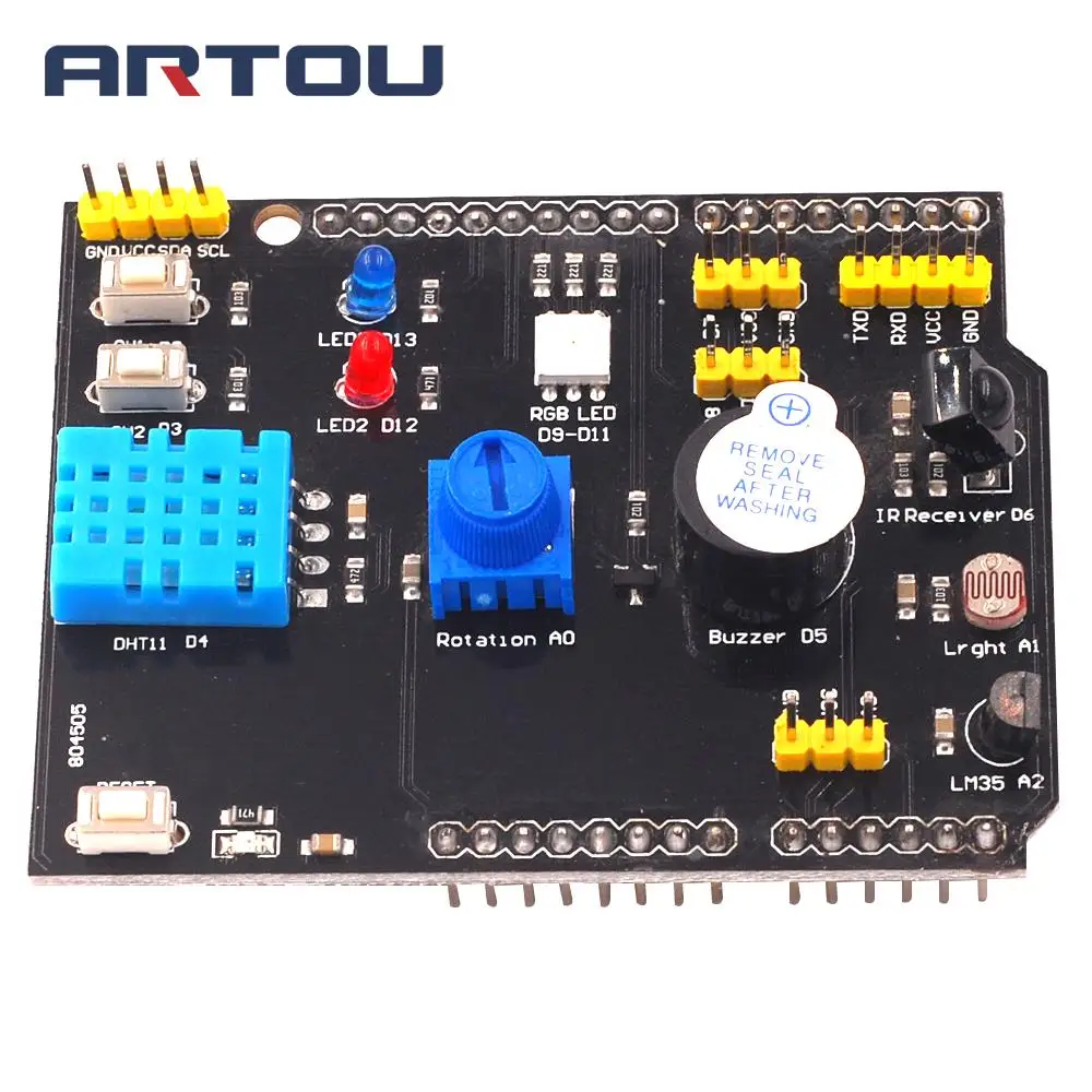 DHT11 LM35 датчик температуры и влажности Многофункциональный Плата расширения адаптер для Arduino UNO R3 RGB светодиодный ИК-приемник зуммер IEC