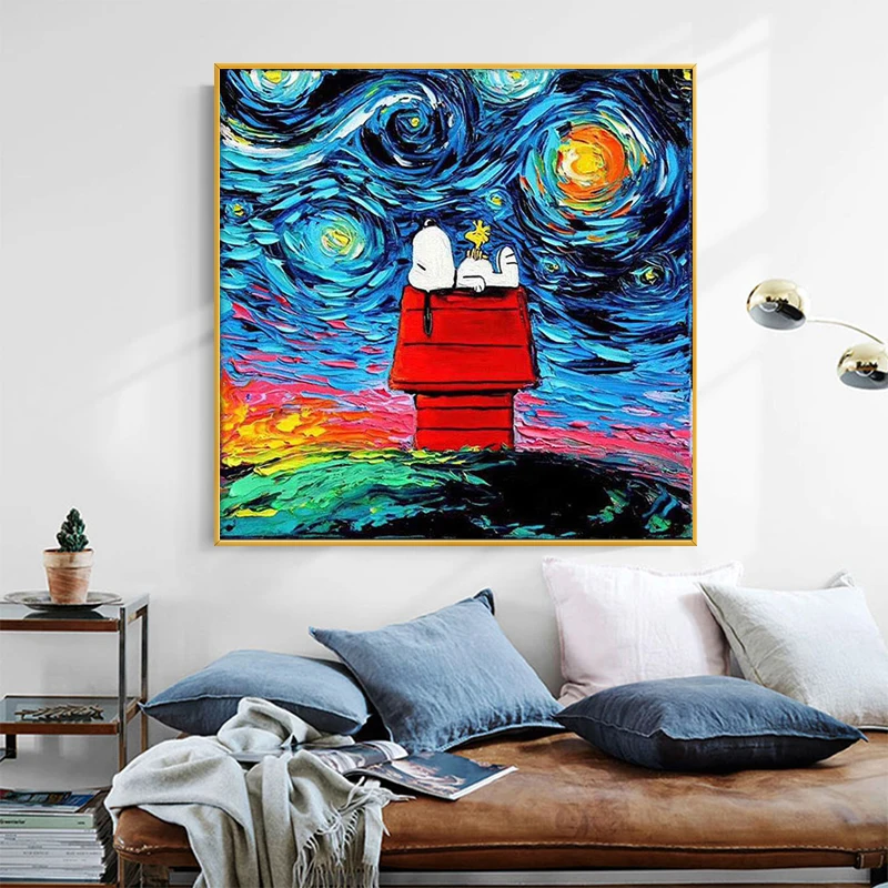 Animal in Starry Night Abstract Oil Paintings Printed on Canvas