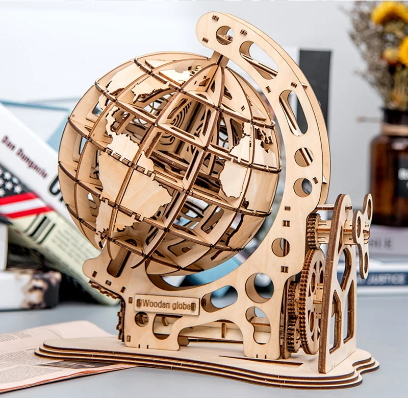Modelo de Transmissão 3d de Madeira Crianças Mecânica Pêndulo Globo Faça Você Mesmo Puzzle Miúdo Presentes Criativos 2 Quebra-cab.