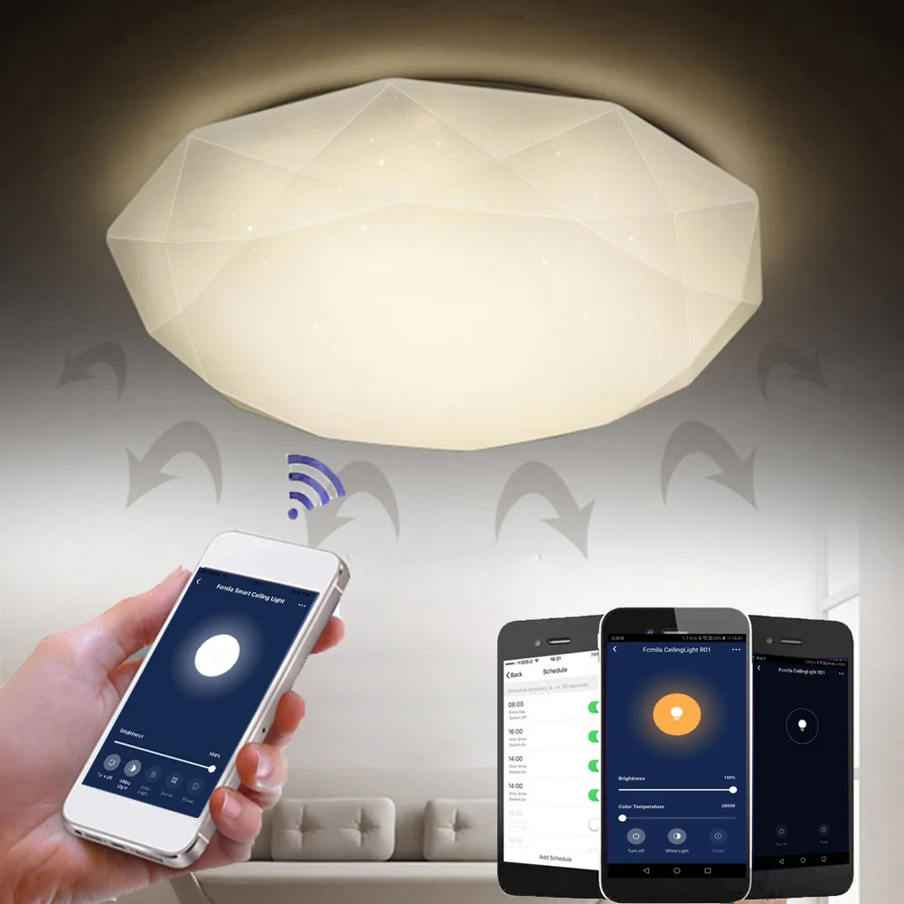 Светодиодный потолочный светильник с регулируемой яркостью, 220V 110V приложение Дистанционное Управление WiFi освещение Спальня гостиная умная лампа работа с Alexa Google Home