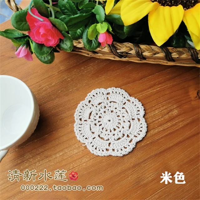 17AHSM Lace Cotton Crochet Handmade TableCloth Placemats DrinkCoaster Heat-resistant Nonslip Pads Home Decor Creative CupCoaster 20
