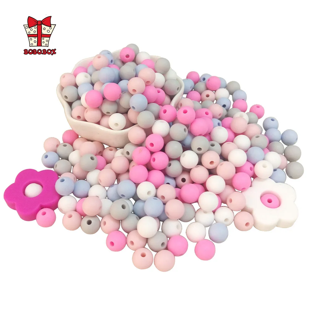 BOBO.BOX 100pcs 실리콘 비즈 9mm 친환경 감각 젖니 목걸이, 식품 등급 엄마 간호 DIY 쥬얼리  Teethers 장난감