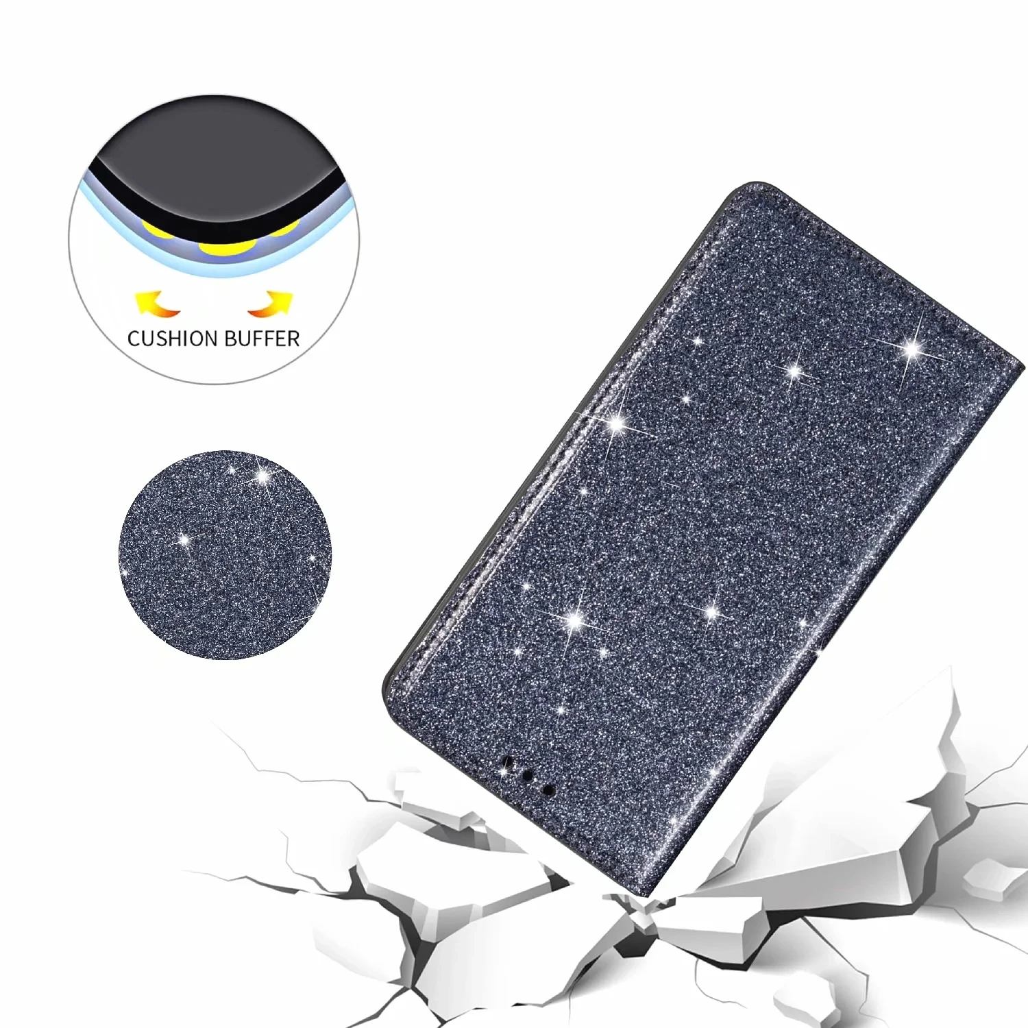 Custodia Glitter Bling per Huawei P20 P30 P40 Compagno 10 20 Pro Lite P Smart 2019 Y6 Y7 2019 Honor 8A Portafoglio di vibrazione Fonda Proteggi_voghion.com