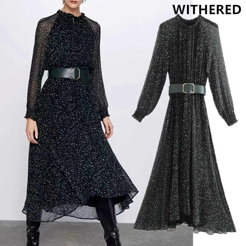 

Withered england style sexy elegant floral printing belt party midi dress women vestidos de fiesta de noche vestidos maxi dress