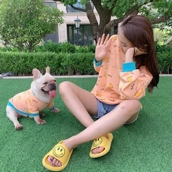 

Spring and autumn new full print dog parent-child terry cotton pet two-legged clothes Teddy Corgiing short cat clothes