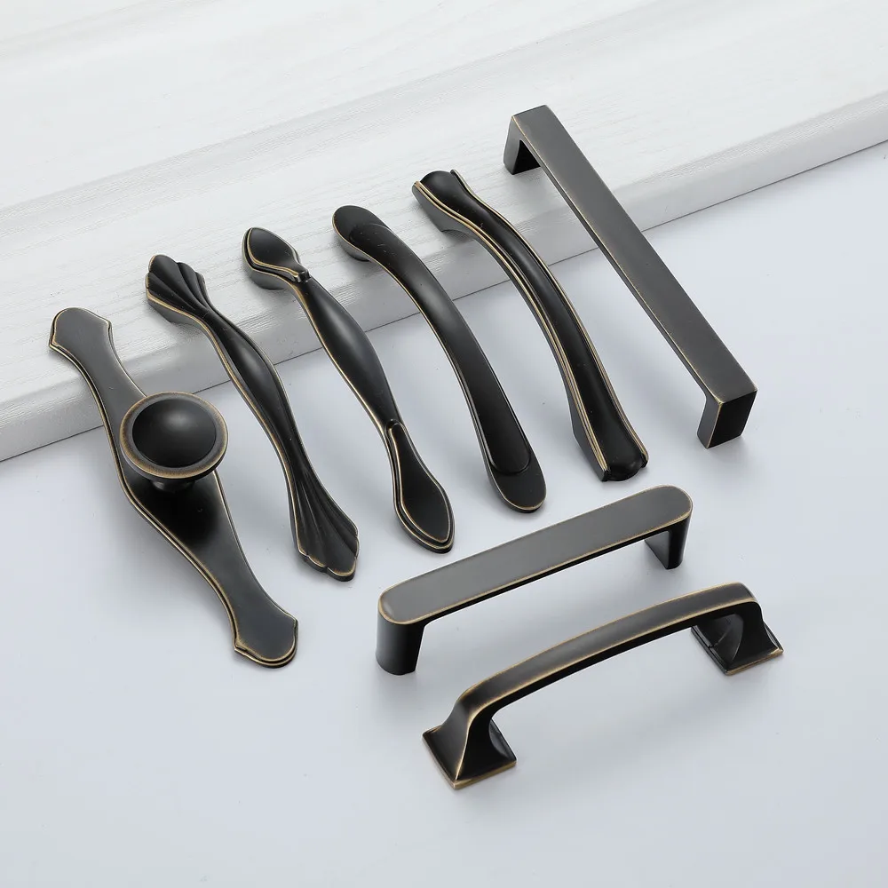 Coffee Black Long Brass Handle for Furniture Copper Modern Wardrobe Cabinet Door Handles and Knobs Kitchen Hardware | Обустройство