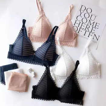

2020 Sexy lingerie Erotic Underwear Mesh Frill Trim Lace lingerie Set Lace Invisible Bra For Women Underwear Set
