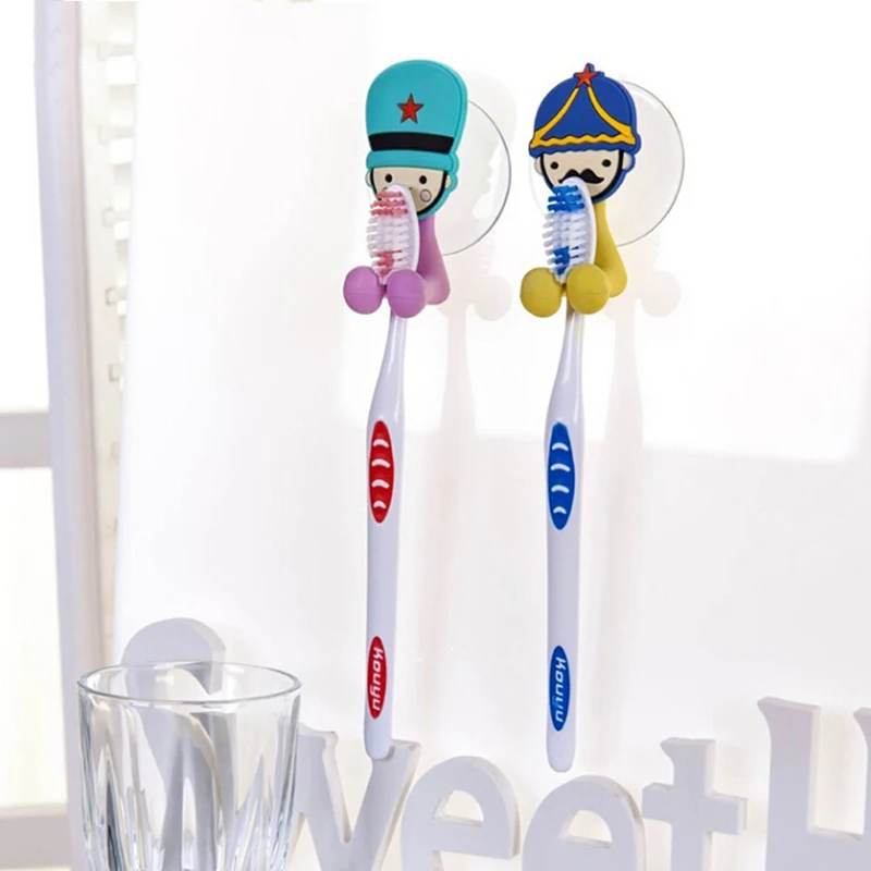 

Cute Pattern Soldier Cartoon Space Saving Suction Cup Toothbrush Holder Hooks Home Bathroom Set Accessories For Child