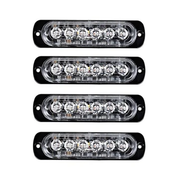 

4Pc 6-LED Light Flash Emergency Car Vehicle Warning Strobe Flashing Yellow