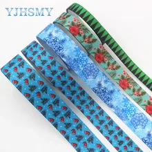 YJHSMY I-191121-2557, 10/16/25 мм 10 ярдов Рождественское дерево снежинки grosgrain ленты, DIY ручной работы украшение праздника материалов