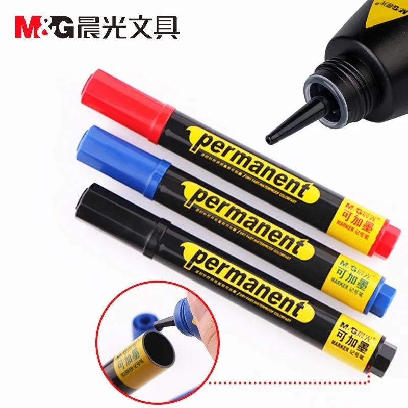 M&G Marker Pen 1 Pcs Blackboard + 1 Ink Bottle Set Office Markers Dry Erase Blue Black Red Office Supplies