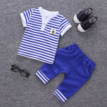 

Summer Kids Boys Clothes 2020 Sailor Suit Striped T shirt Short Pants Fashion Baby Sets Toddler Boy Outfits 4-12 Years