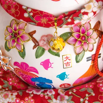 

9 inch Ceramic Fortune Cat Ornament Gift Lucky Cat Piggy Bank Centerpiece Home Decoration HKS99