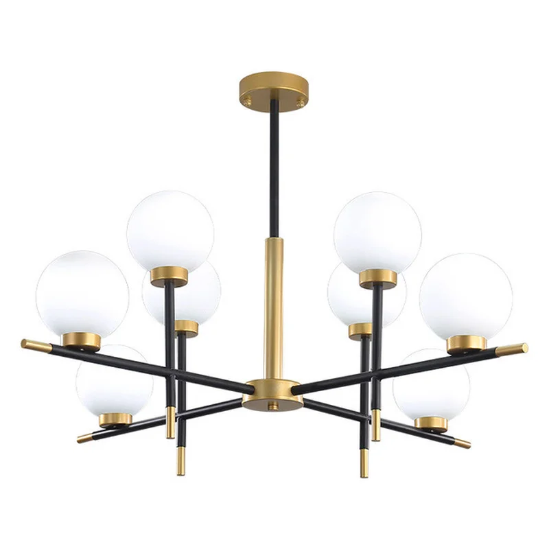 

Nordic Creative pendant light modern foyer bedroom gold with black luxury hanging lamp milk white glass ball lampshade droplight