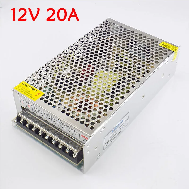 

Power Supply AC 100V-265V to DC 12V 20A Lighting Transformer CCTV Camera Power Driver Adapter Converter LED Strip Switch K13