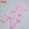 1 set Women Bra Brief Sets Sexy Underwear Lace Open Crotch G-String + Bra + Net Socks + Sling Lingerie Set Cueca ► Photo 3/4