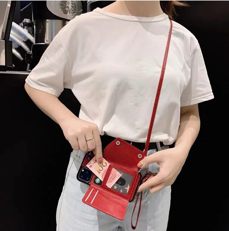 wallet phone case with long shoulder strap