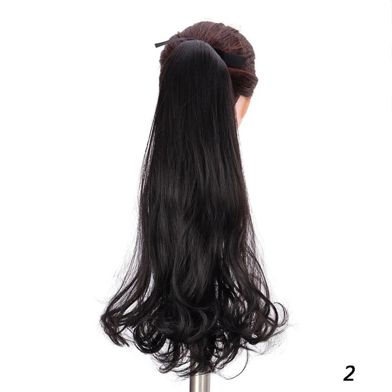 Длинные бигуди для волос, хвост парик конский хвост зажим для волос, с синтетическими волосами конский хвост - Цвет: Natural black