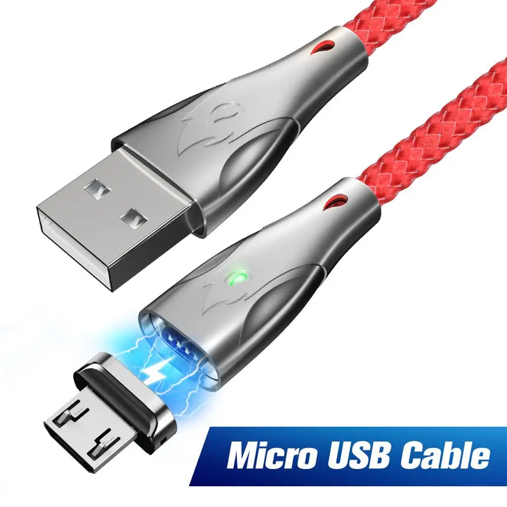 GUUGEI 5A Тип C Магнитный кабель Магнит Micro USB телефонный кабель из цинкового супер быстрая зарядка Тип-C для Redmi LG Moto зарядный шнур 1m 2m - Цвет: Micro USB Red Cable