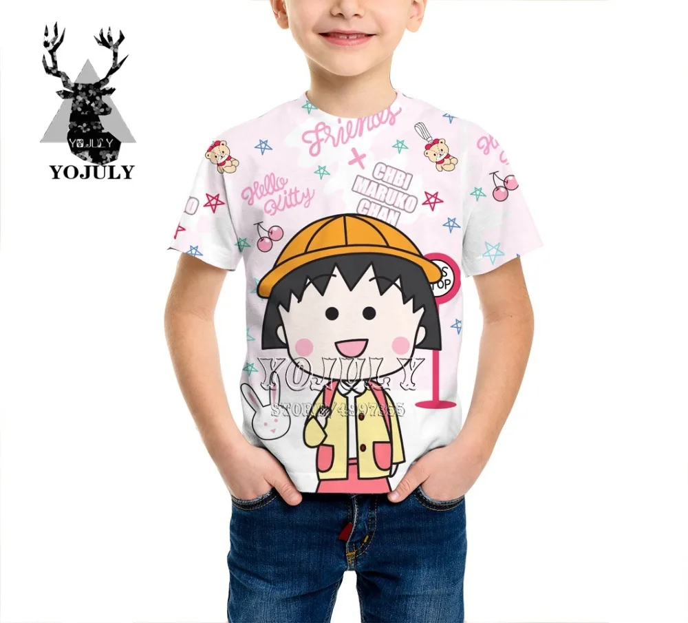 YOJULY Chibi Maruko/детская одежда с 3D-принтом для маленьких мальчиков и девочек, детская футболка Лидер продаж, модная одежда для отдыха с круглым вырезом, A461
