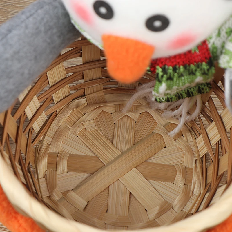 1Pcs Christmas Candy Basket Storage Xmas Gift Holder Basket Home Desktop Decor Santa Claus Party Kids Gifts Storage Basket
