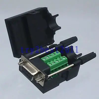 

DHL/EMS 50 Sets Connector DB9 9pin jack pin D-SUB Terminal Board Plastic Cover solderless screw -C1