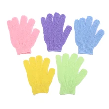 10pcs Practical Shower Bath Gloves Exfoliating Wash Skin Spa Massage Scrub Body Scrubber Glove Random Color