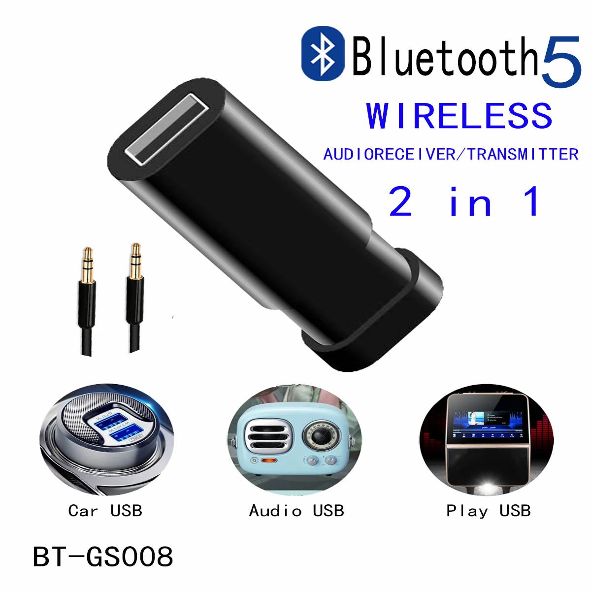 high quality tv stick 2 In 1 Bluetooth 5.0 Telescopic Wireless USB Bluetooth Receiver Transmitter Receiver Audio Box TV Amplifier AUX Adapter high quality tv stick