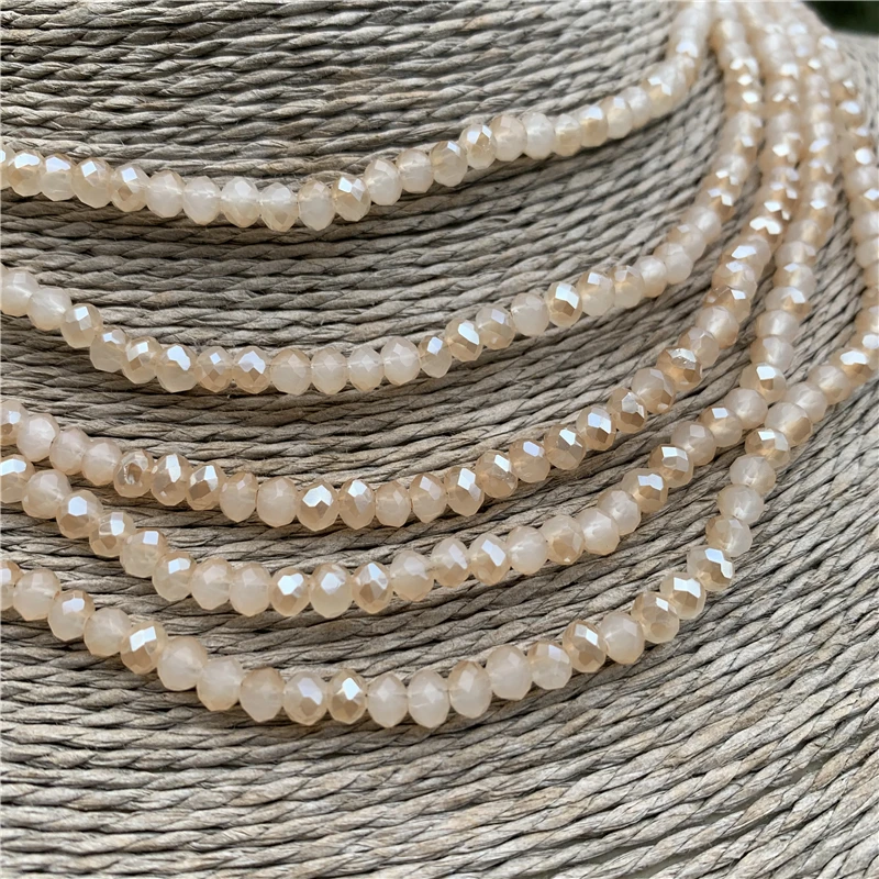 white amber 3x4 мм 140 шт хрустальные круглые бусины стеклянные бусины граненые хрустальные бусины для изготовления ювелирных изделий Diy бисер оптом - Цвет: white amber