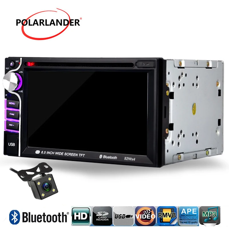 Автомобильный DVD с сенсорным экраном Hands Free RDS камера заднего вида Авторадио сенсорный экран 6,5 дюйма 2 Din HD Bluetooth автомобильный DVD MP4 плеер