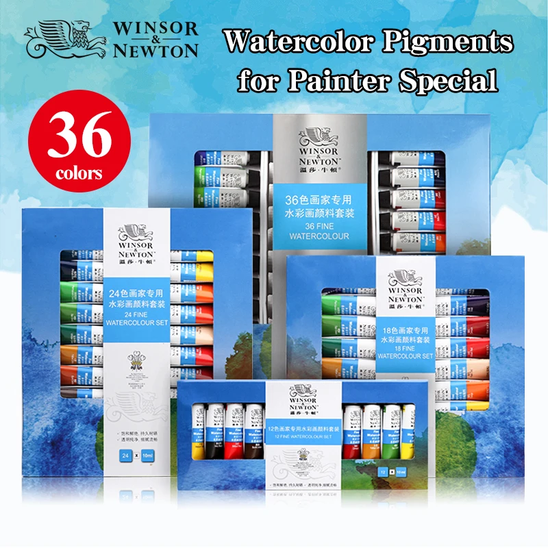 WINSOR&NEWTON Professional Watercolor Paint/Pigment 12/18/24/36 Colors 10ML For Artists Smooth Fine watercolor paint watercolor pigment