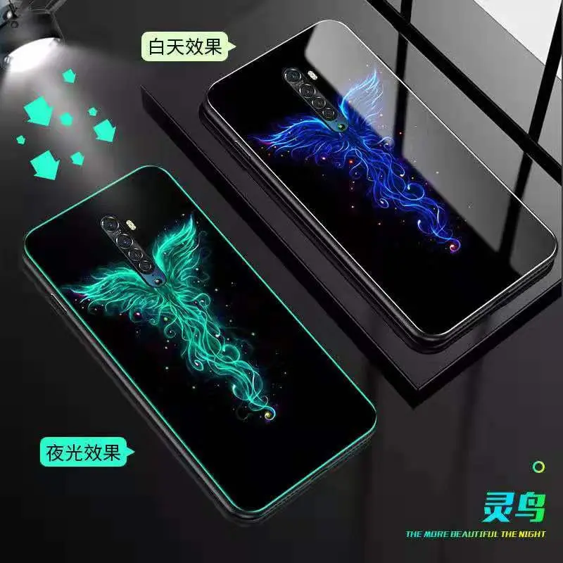 Светящийся закаленный чехол для OPPO Reno 2 чехол 6," стекло со свечением задняя крышка для OPPO Reno2 Reno 2 чехол силиконовый чехол