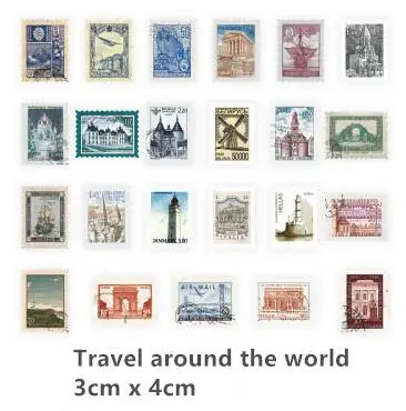Travelaroundtheworld 46 шт./упак. музея серии журнал декоративные Стикеры s Скрапбукинг ярлыком дневник канцелярские принадлежности для альбома Ретро штамп наклейка с изображением растений - Цвет: Travelaroundtheworld