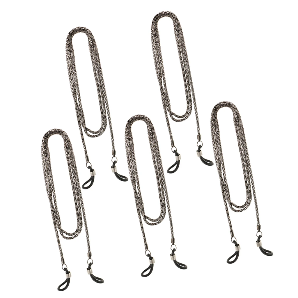 Lot 5pcs Metal Eyeglass Neck Cord Chain Reading Glasses Sunglasses Holder Necklace Lanyard - Gold Gray White Black