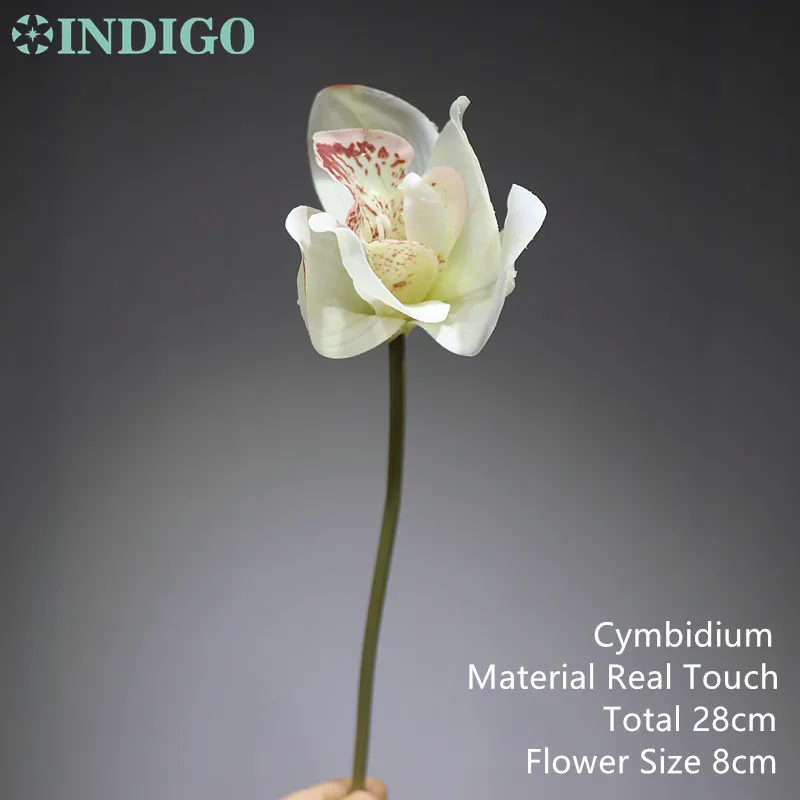Индиго-акция, 1 шт., Калла, лилия, тюльпан, пион, Цимбидиум, анемон, маленький декоративный цветок, материал, свадебный цветок - Цвет: 1 piece Cymbidium