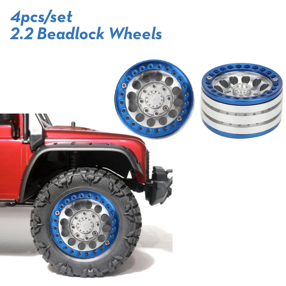 

4Pcs Aluminum Alloy 2.2 Beadlock Wheels Rims for 1/10 RC Crawler Axial SCX10 SCX10 II 90046 For TRX4 D90 Accessories RC Crawler