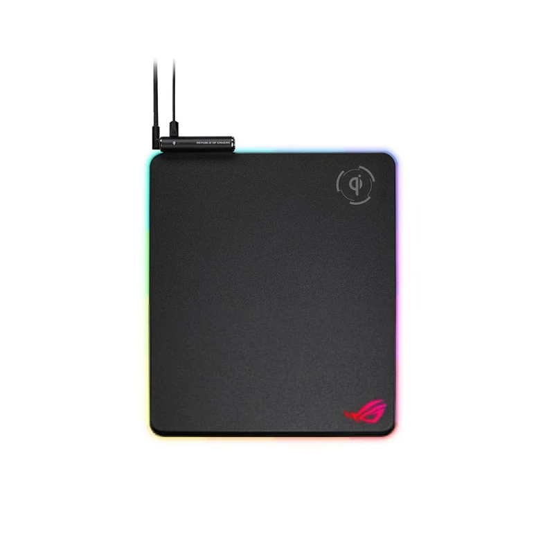 Коврик для мыши ASUS ROG Balteus Qi, пластик, резина, RGB-подсветка, USB 2.0, беспроводная зарядка, 370 x 320 x 7.9 мм, черный