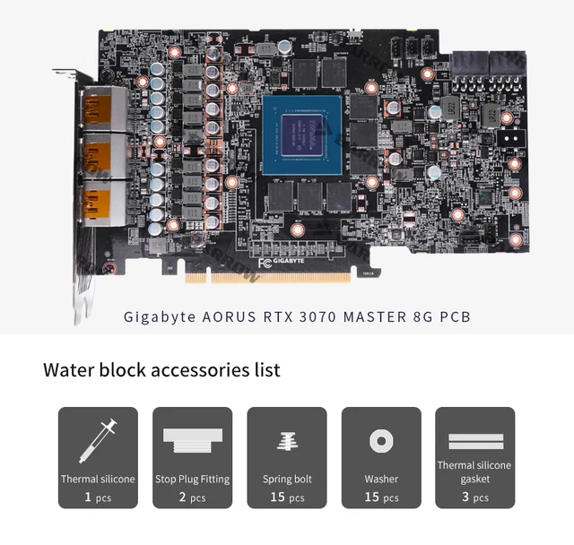 Barrow water block full coverage use for GIGABYTE RTX AORUS 3070 MASTER 8G  GPU card Copper Radiator 5V Header A-RGB - AliExpress 7