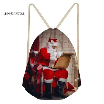 

Women's Drawsting Christmas Gift Bags Santa Claus and Elk Design Storage Package Waterproof Pocket Verpackung