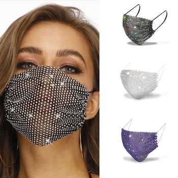 

rhinestone crystal fashion luxury woman man jewelry mask face jewelry sexy bling diamond hollow mask