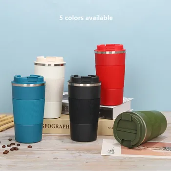 

380ml/500ml Portable Stainless steel 304 Coffee Mug With Non-slip Case Thermos Mug Travel Thermal Cup Thermosmug For Gifts