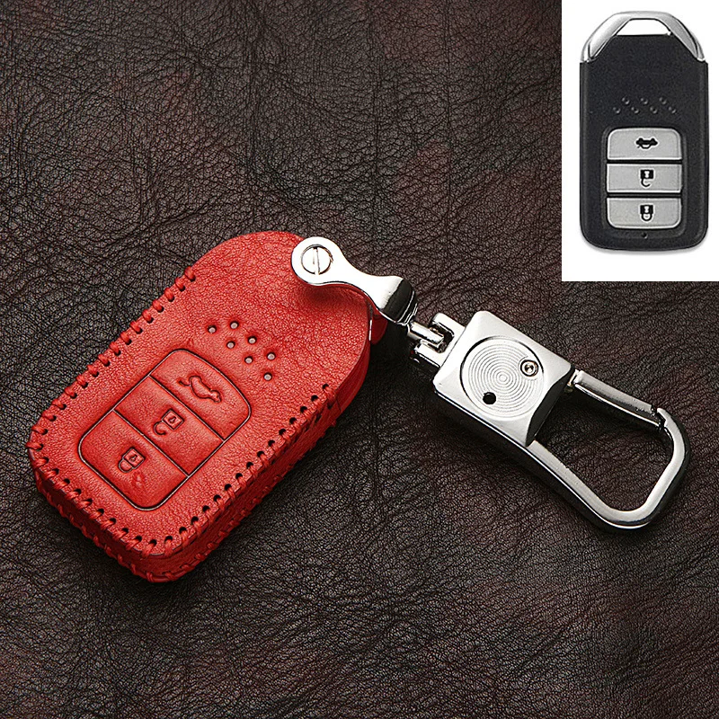 Верхний слой кожаный чехол для ключей защитный чехол для Honda Civic Accord Cr-v Pilot Intelligent key
